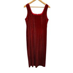 Vintage Michel Antonio Collection Burgundy Velvet Scoop Neck Maxi Dress Size 16